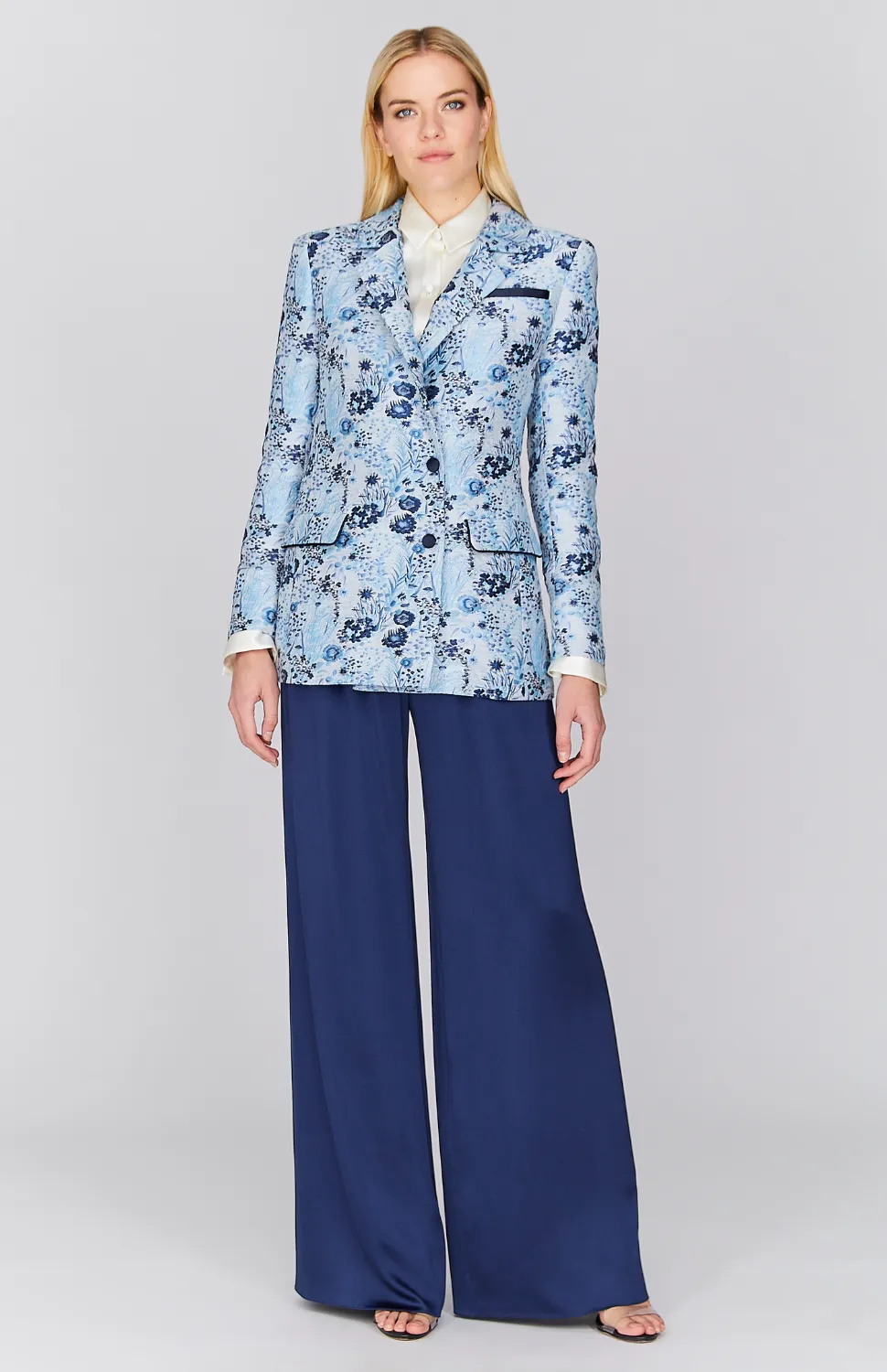Dimensional Floral Double Breasted Blazer