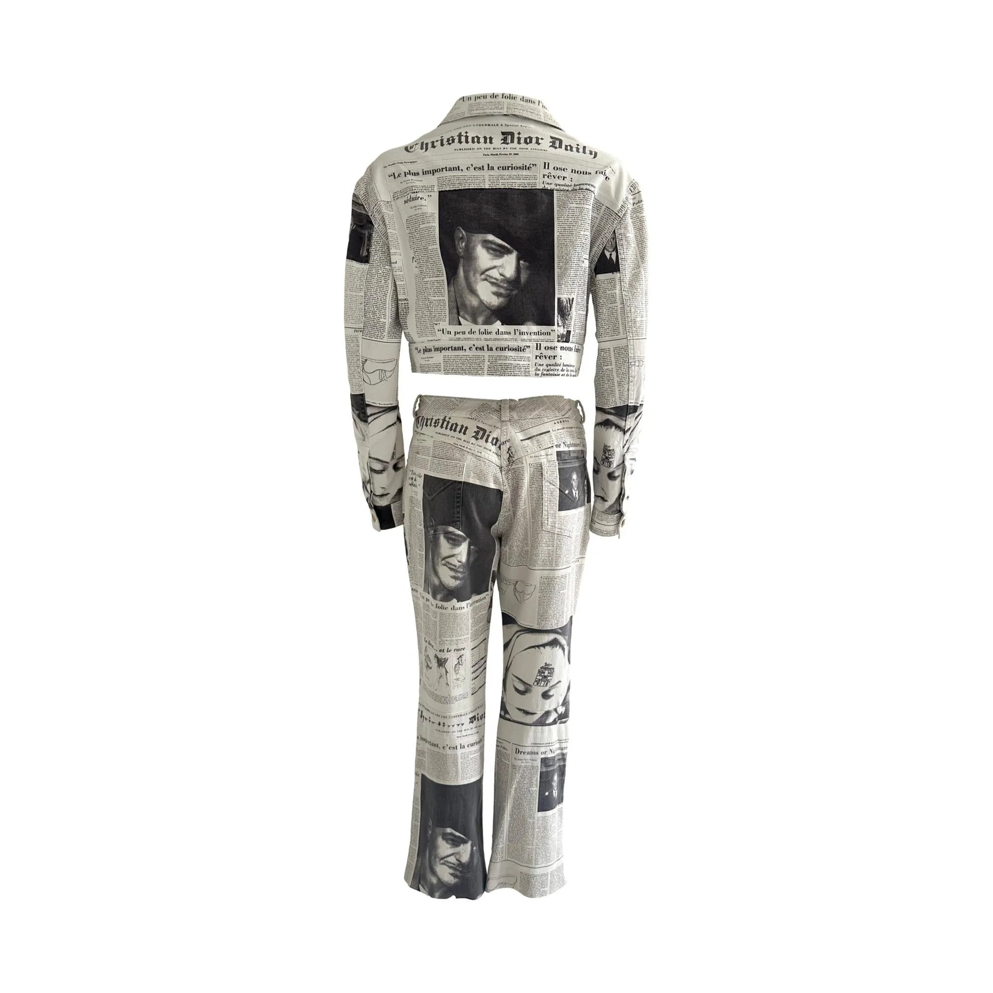 Dior Newsprint Cropped Jacket/ Pant Set