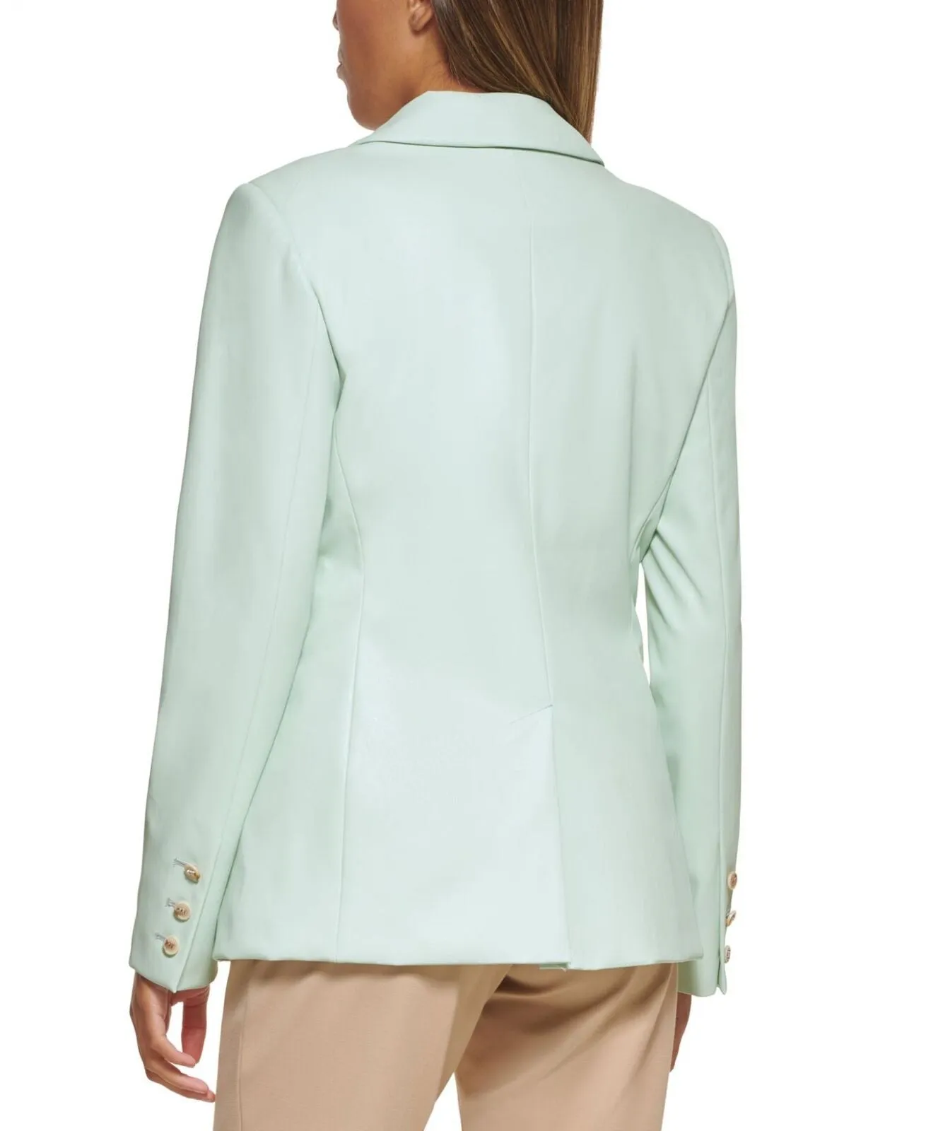 DKNY Women's Faux-Leather Double-Breasted Blazer UB2J4146