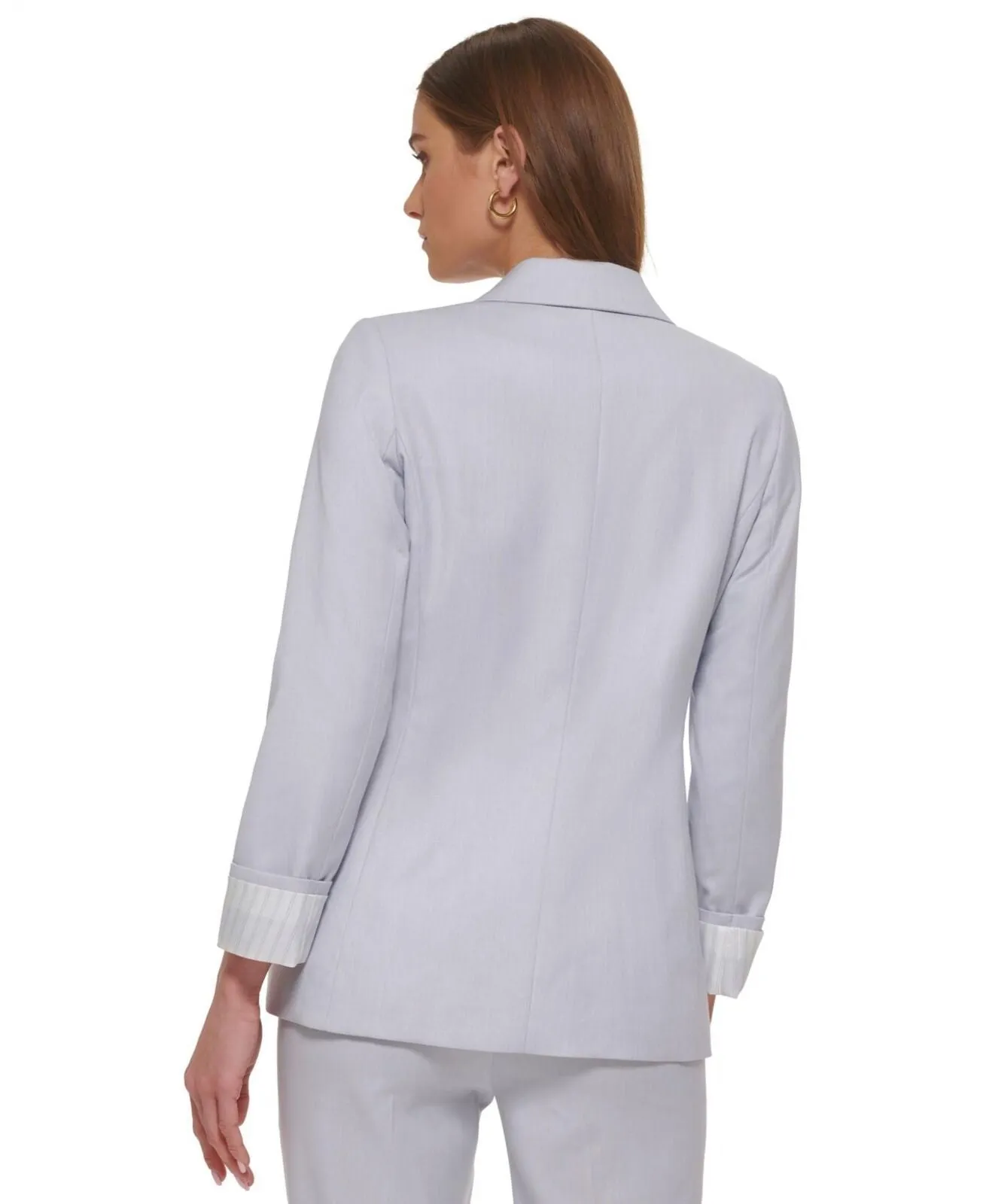 DKNY Women's Notched-Collar Double-Breasted Blazer UC2JX146 Blue Heather 2