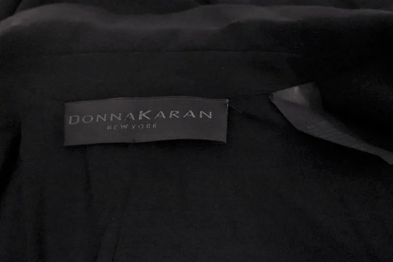 Donna Karan Double Breasted Blazer Black Jersey Size 4 Inside-Out Style Jacket