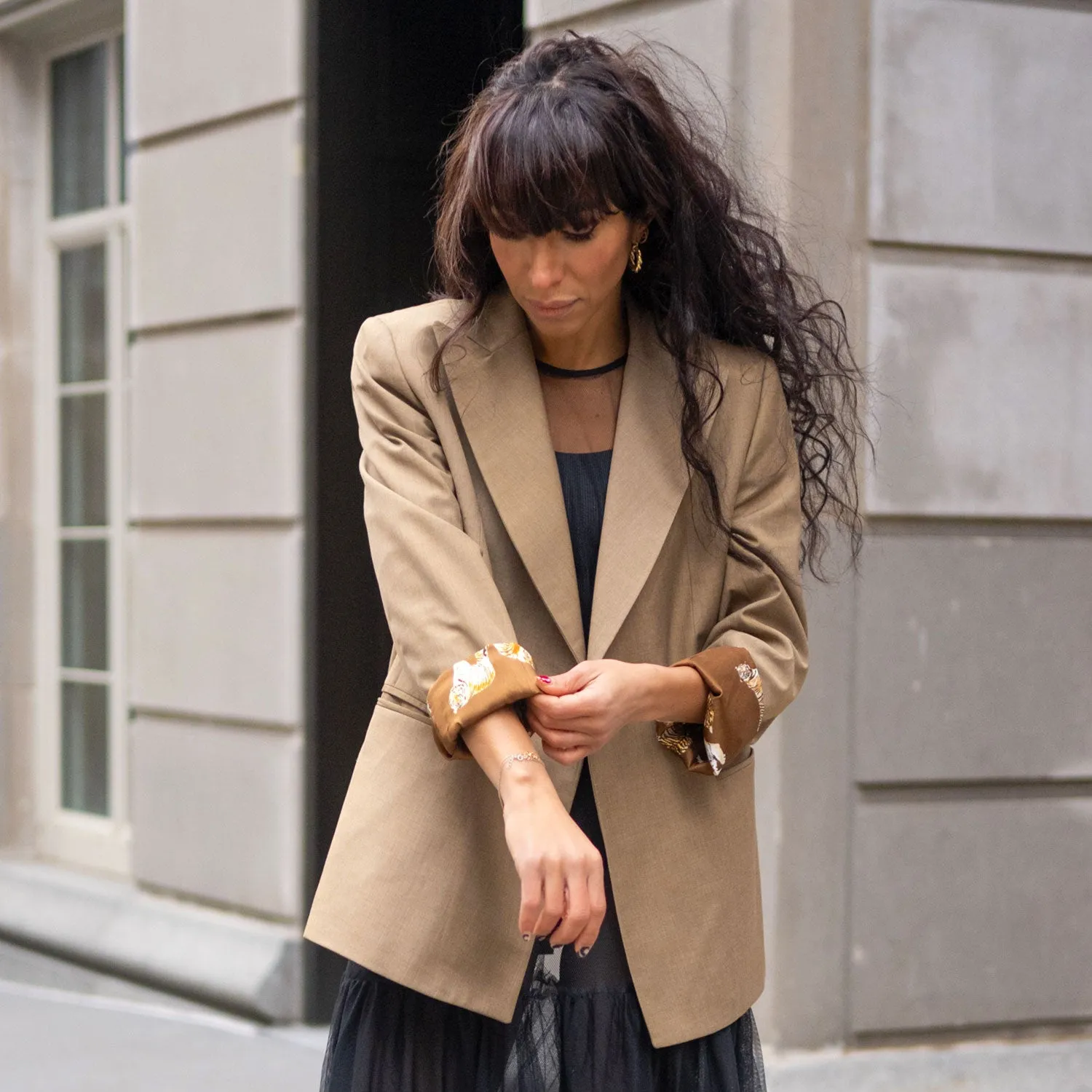 Double-Breasted Blazer in Beige