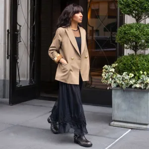 Double-Breasted Blazer in Beige