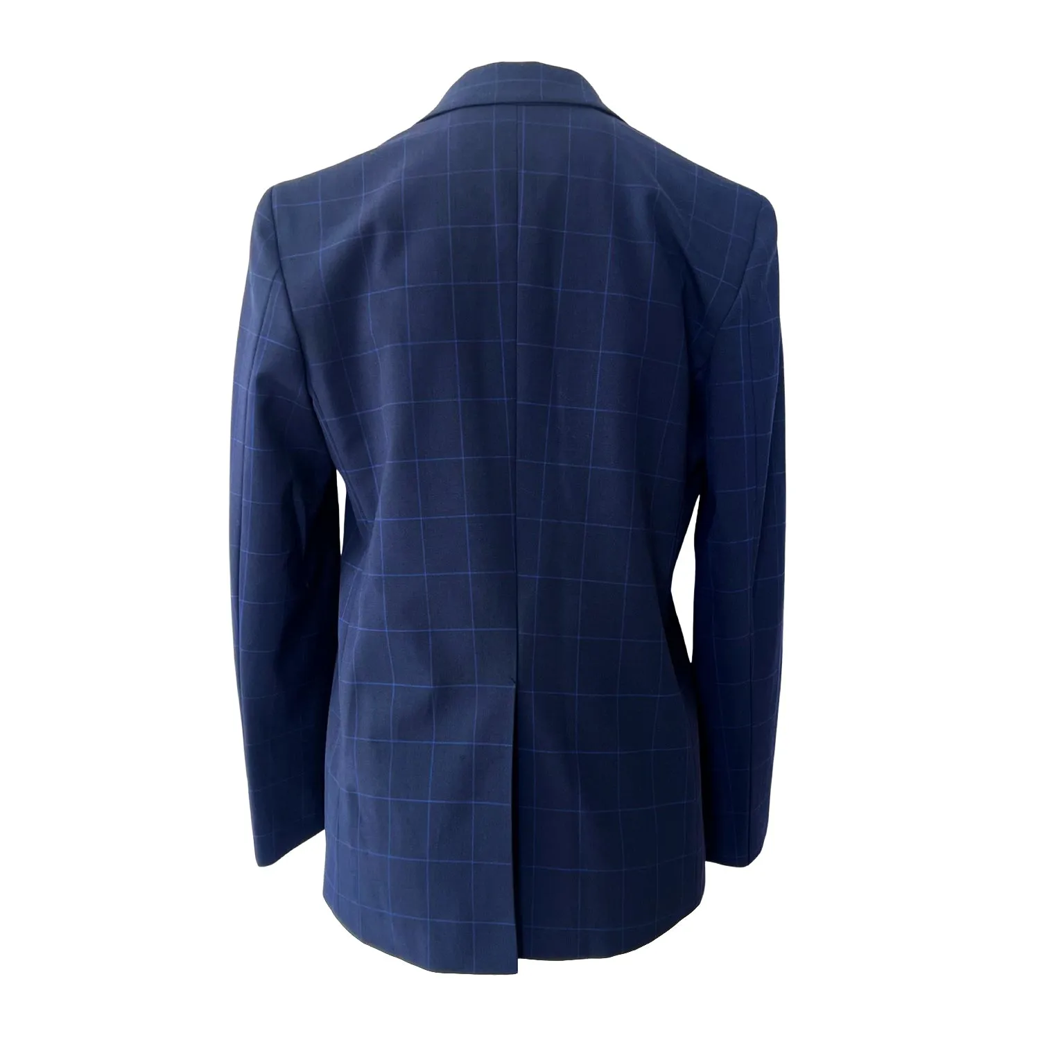Double-Breasted Blazer in Dark Blue Plaid