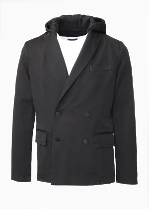 DOUBLE BREASTED HOODED BLAZER