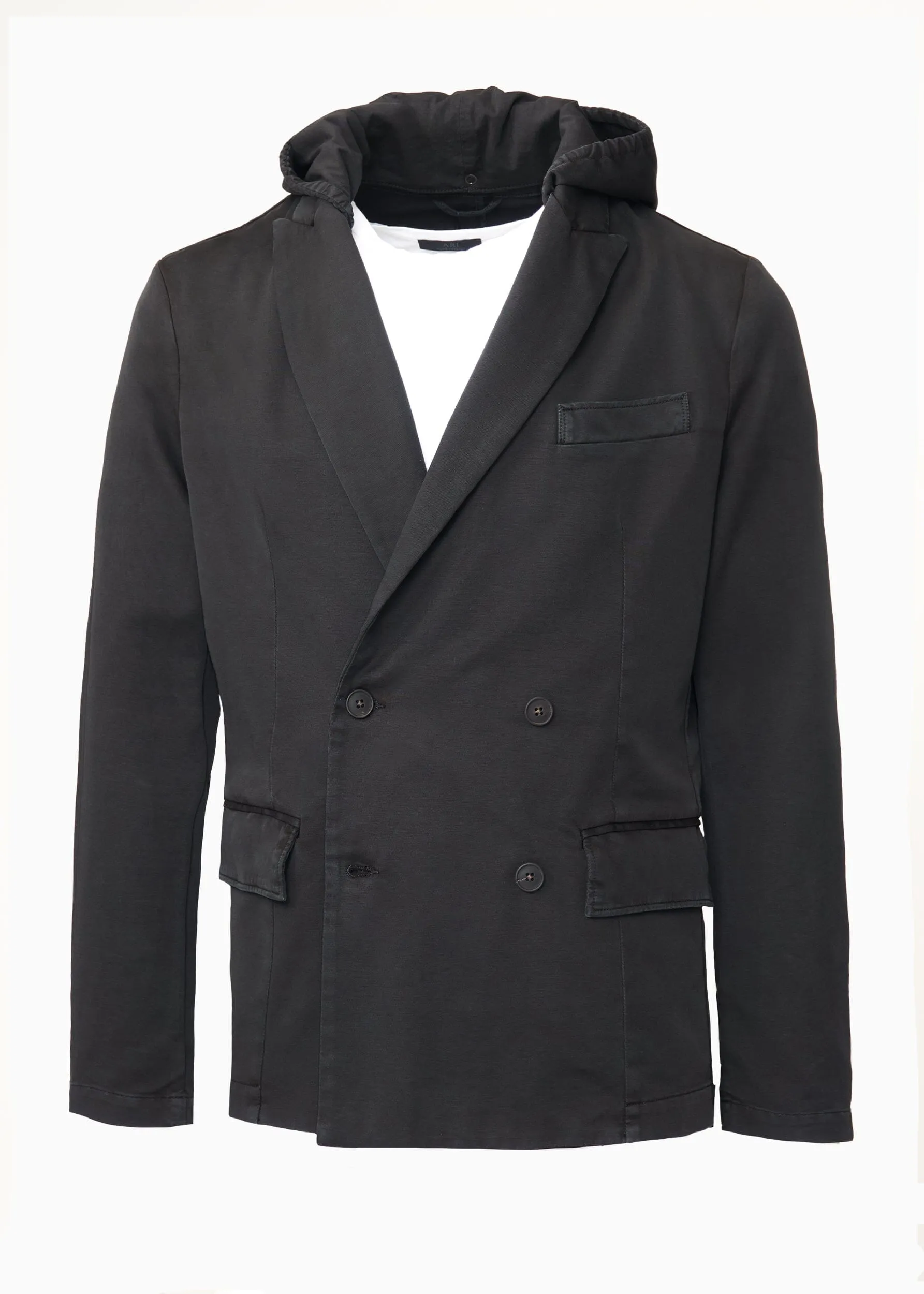 DOUBLE BREASTED HOODED BLAZER