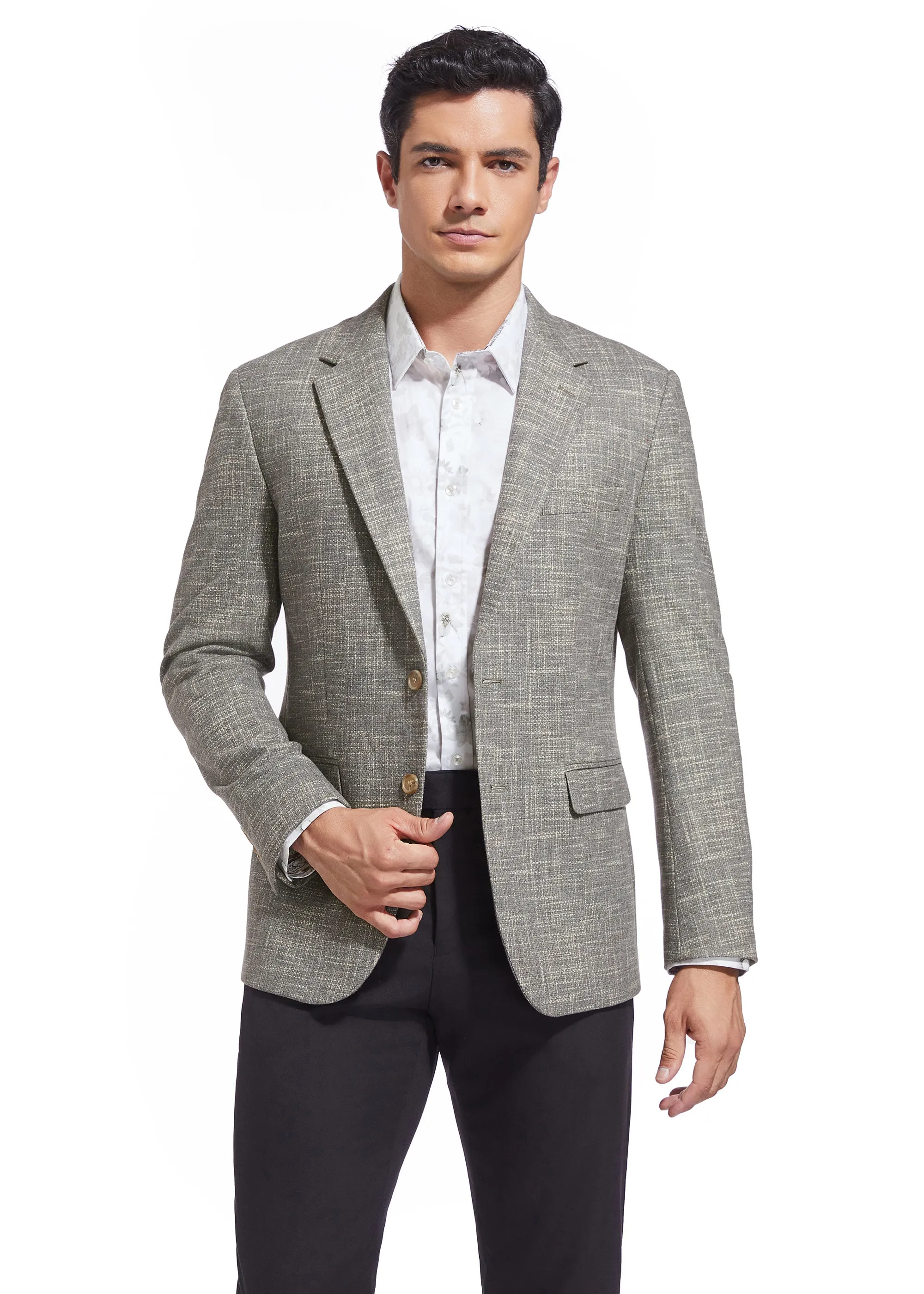 DUCHAMP CROSSHATCH PLAID KNIT SPORTCOAT