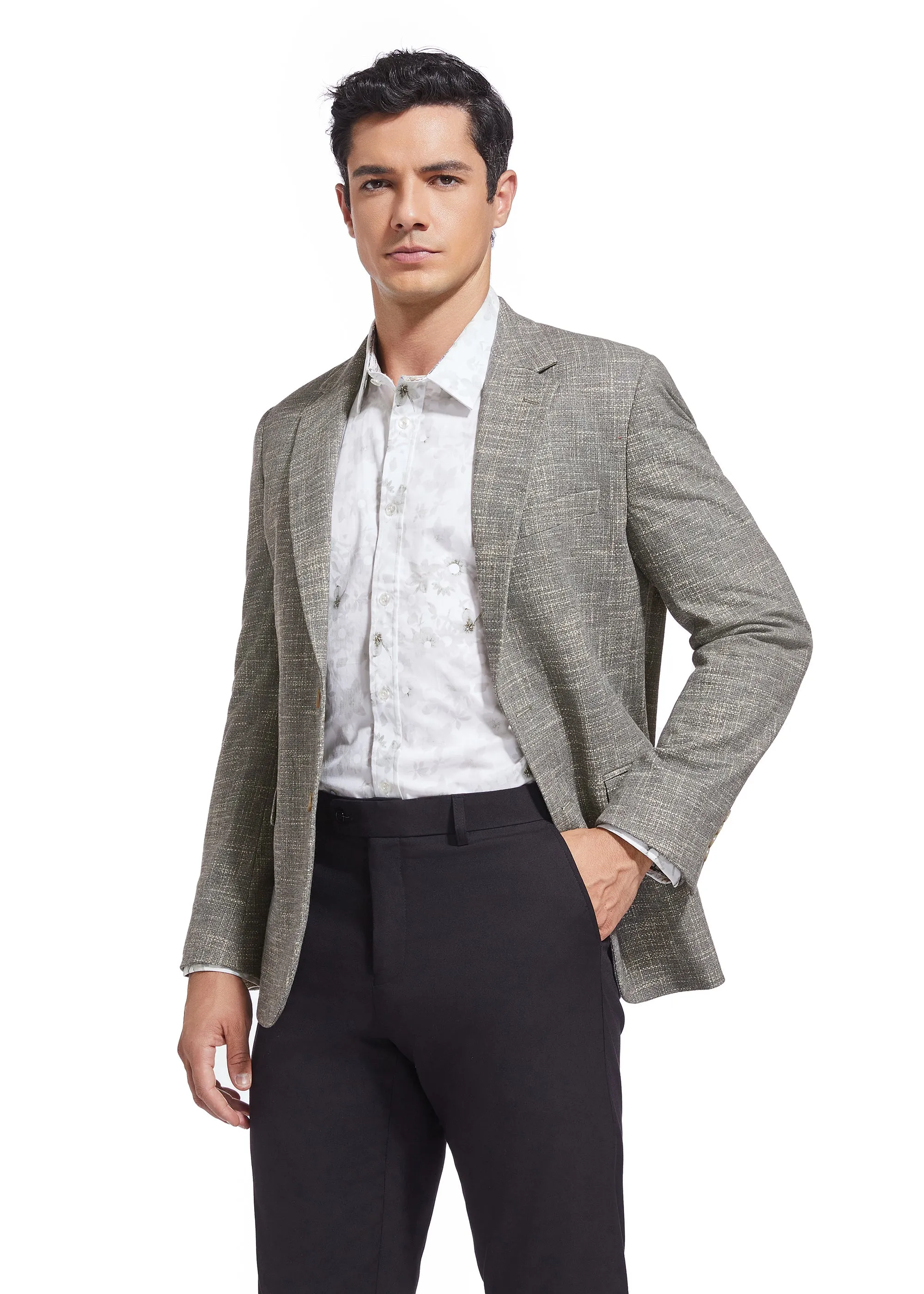 DUCHAMP CROSSHATCH PLAID KNIT SPORTCOAT