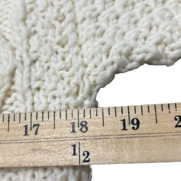 Ecuadorian Cream Wool Fisherman Cable Knit Cardigan Sweater Size M