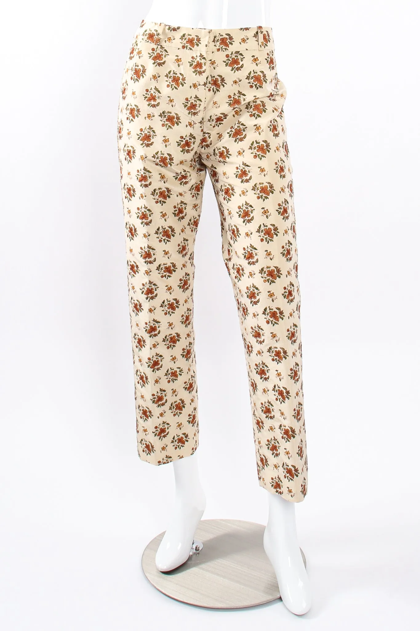 Embroidered Woodblock Print Silk Pant
