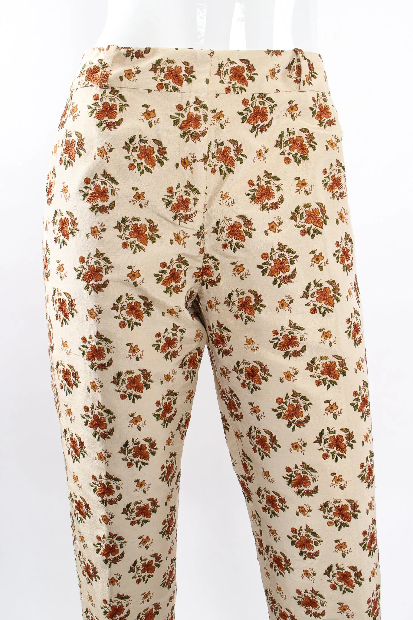 Embroidered Woodblock Print Silk Pant