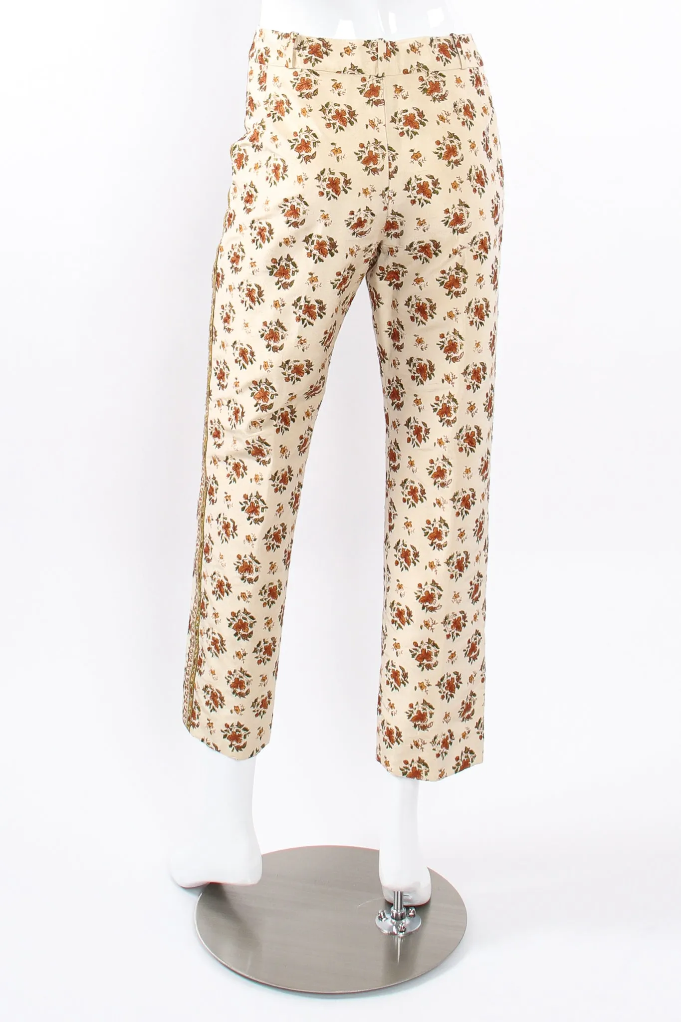 Embroidered Woodblock Print Silk Pant
