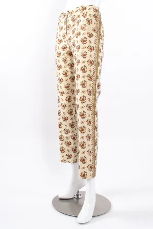 Embroidered Woodblock Print Silk Pant