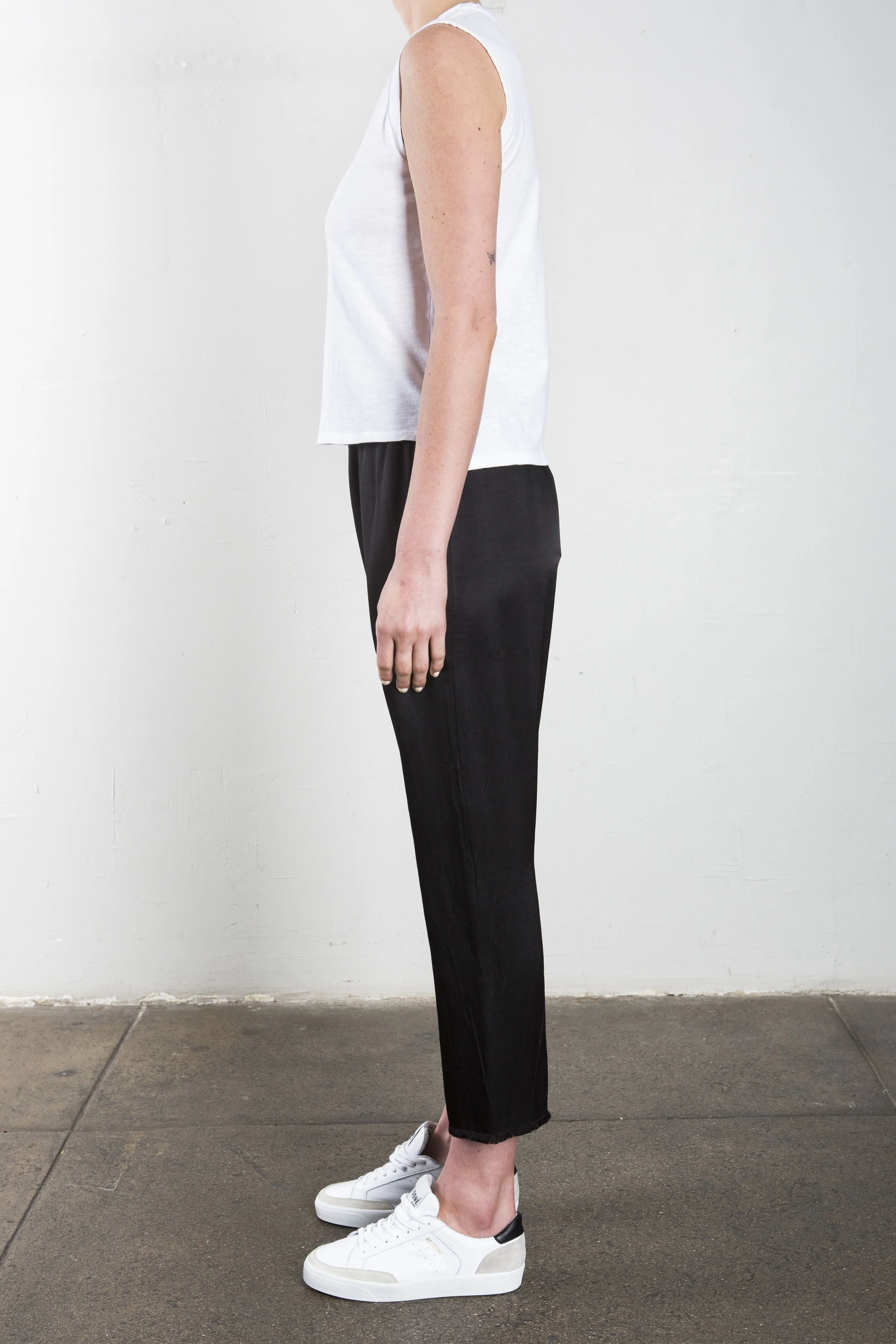 Erika Drop Pant in Vintage Satin - Black