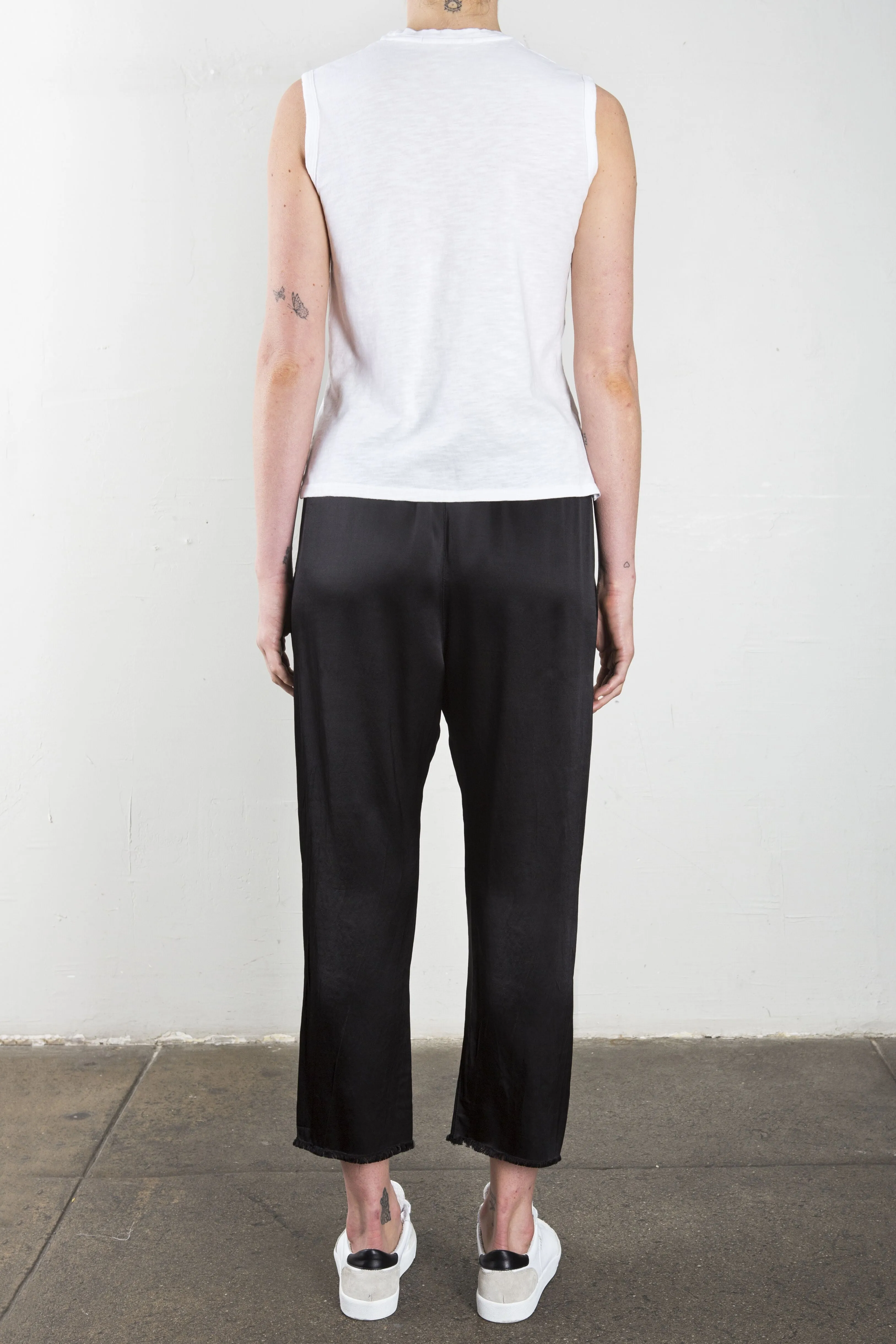 Erika Drop Pant in Vintage Satin - Black