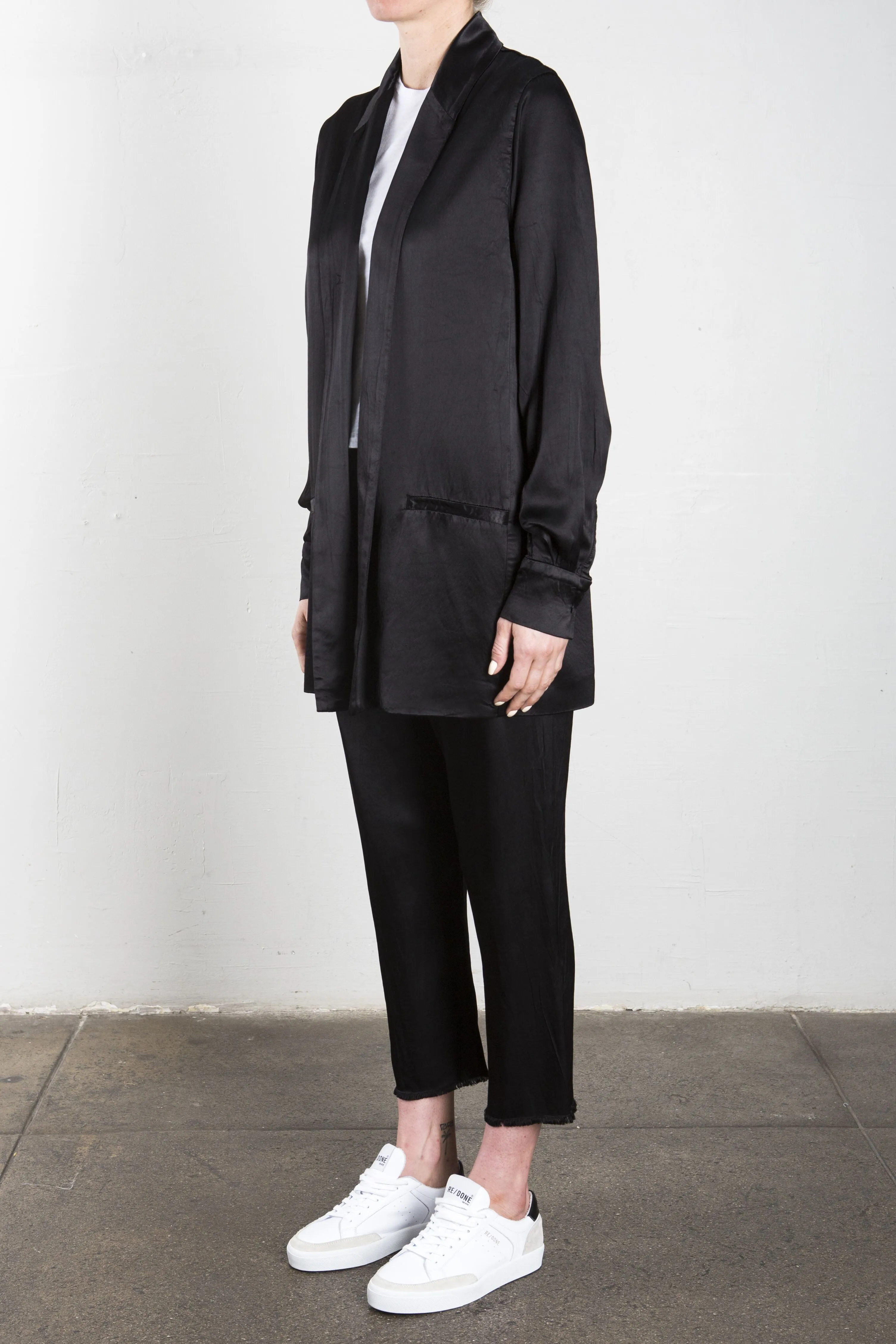 Erika Drop Pant in Vintage Satin - Black