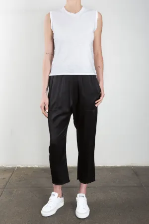 Erika Drop Pant in Vintage Satin - Black
