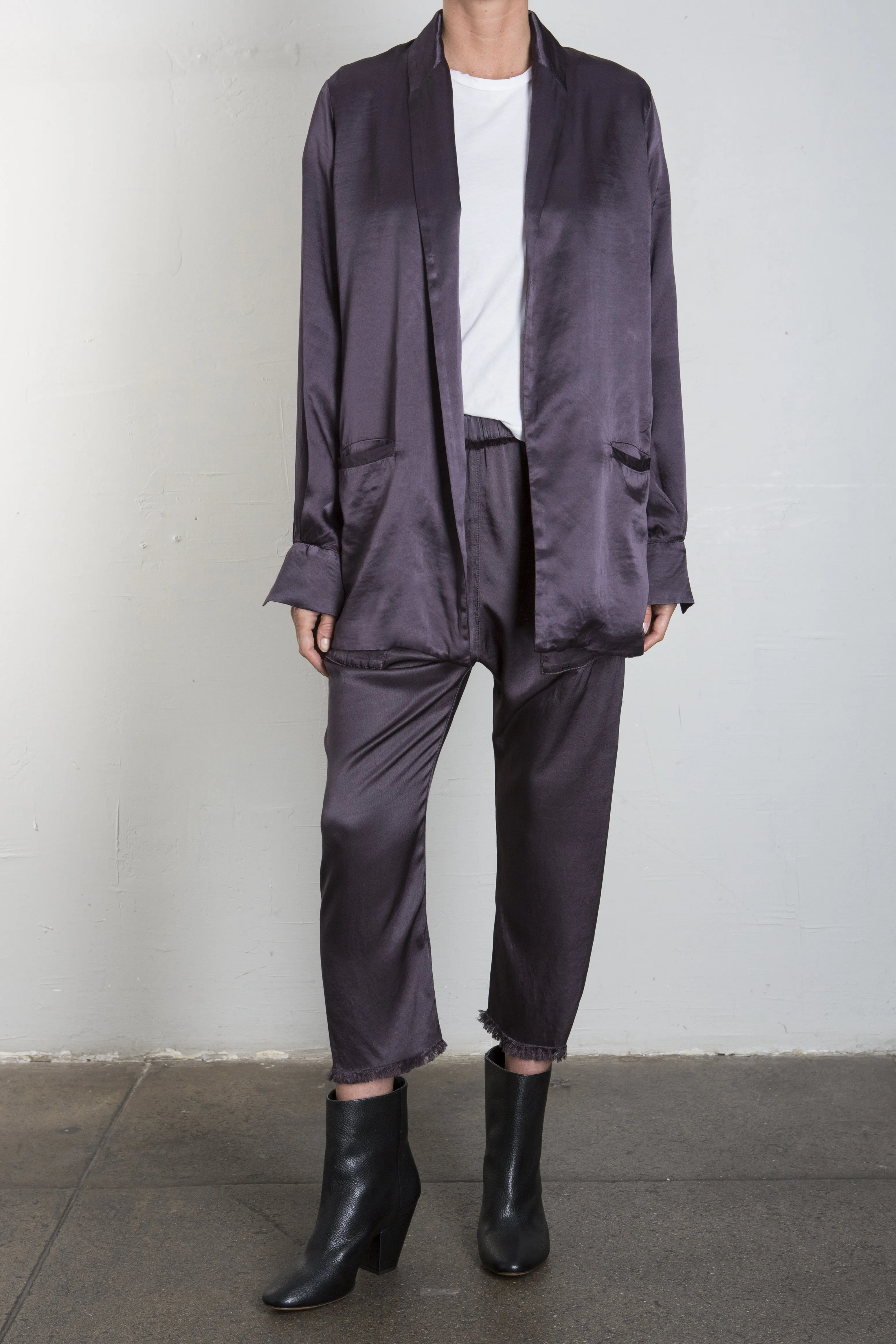 Erika Drop Pant in Vintage Satin - Graphite