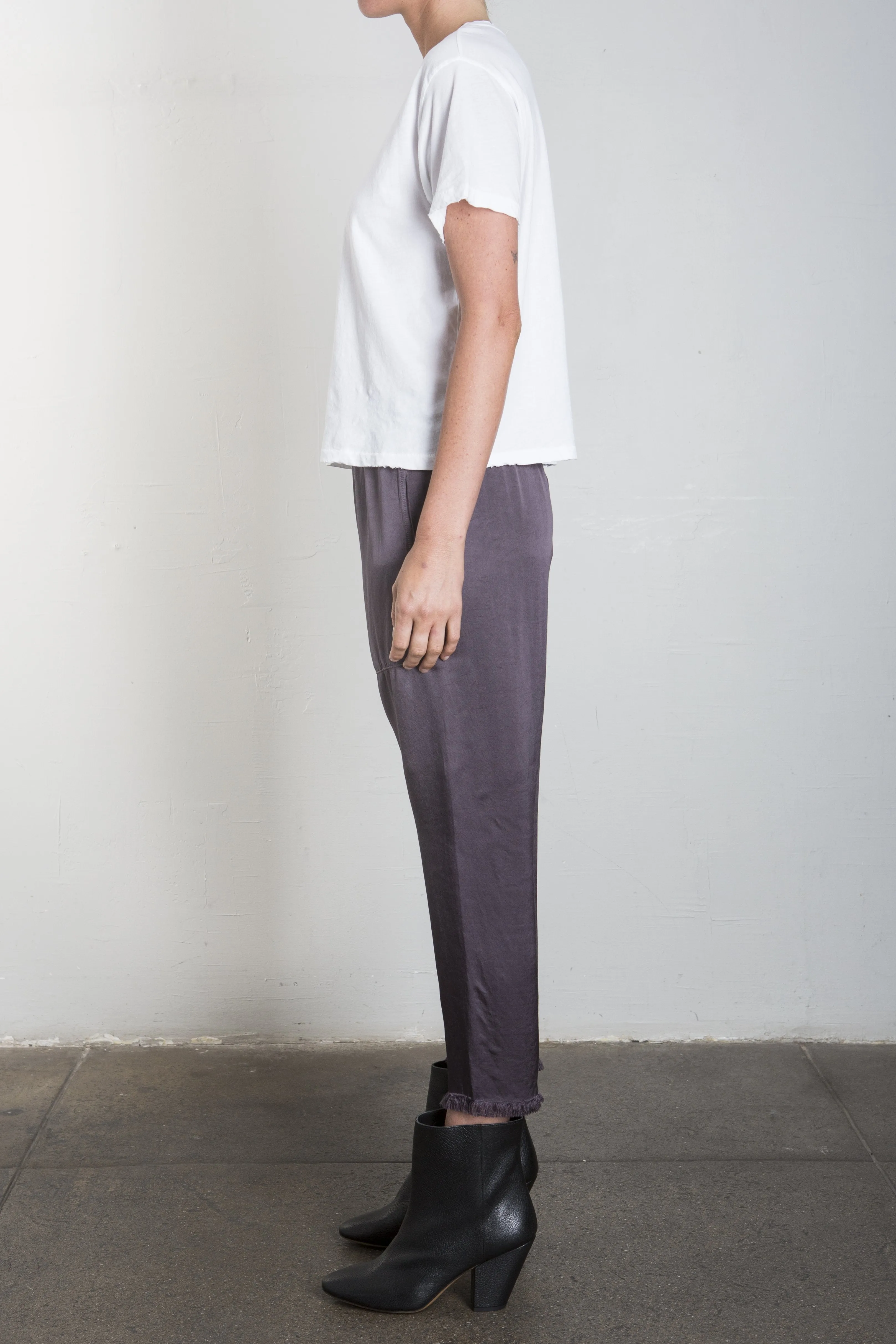 Erika Drop Pant in Vintage Satin - Graphite
