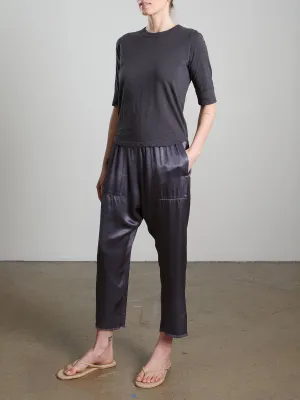Erika Drop Pant in Vintage Satin - Graphite