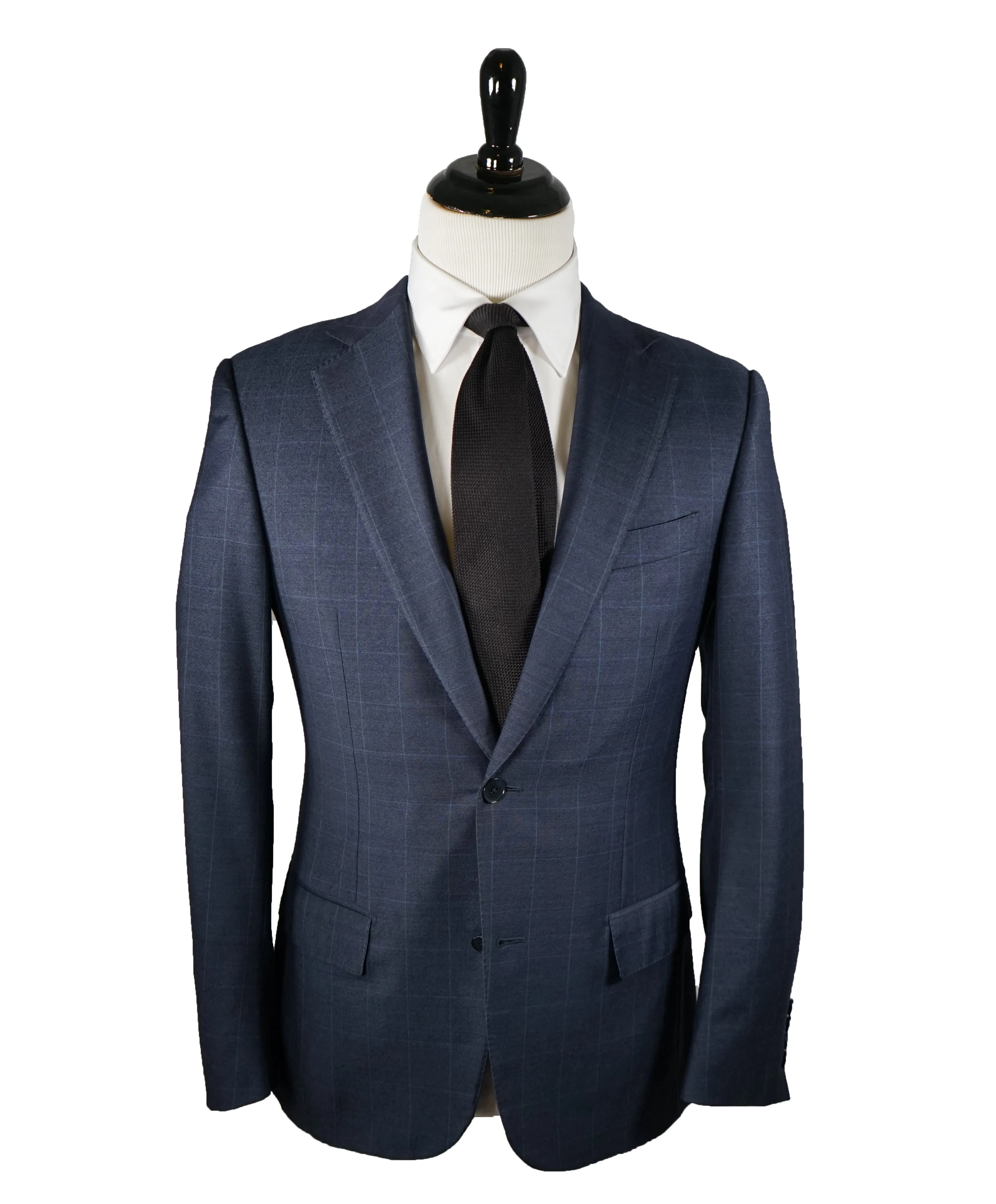 ERMENEGILDO ZEGNA -Blue Windowpane 2-Button Blazer Slim Fit- 38R