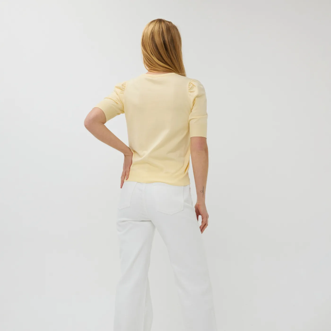 Esqualo Basic Knit V-Neck Sweater | Yellow / Rose