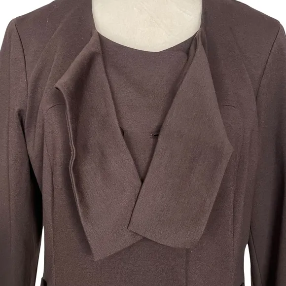 Etcetera Double Breasted Brown Blazer Jacket Women’s Size 16 Bow Tie Collarless