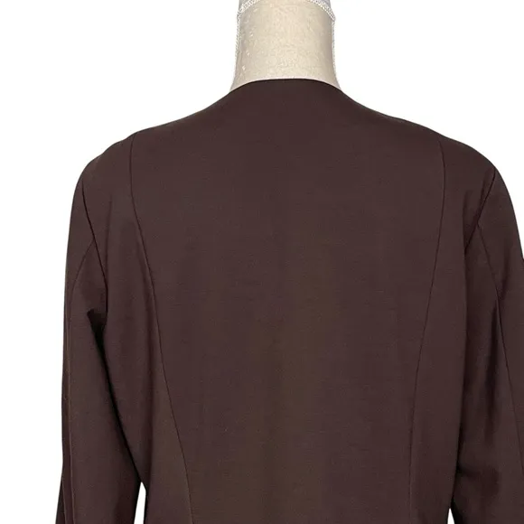 Etcetera Double Breasted Brown Blazer Jacket Women’s Size 16 Bow Tie Collarless