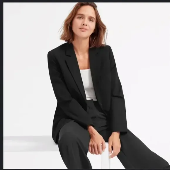 Everlane Wool Single Breasted Blazer sz 12 black