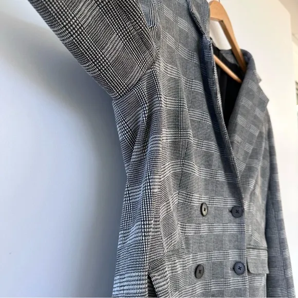 Express Oversized Glen Plaid Double Breasted Blazer