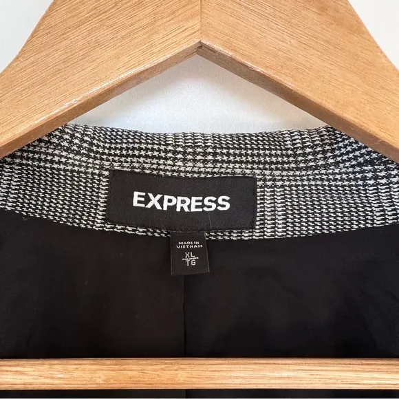 Express Oversized Glen Plaid Double Breasted Blazer