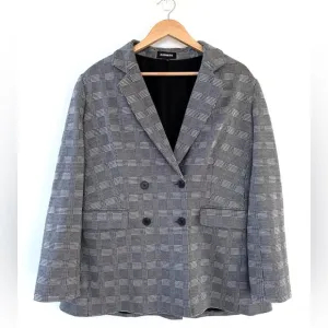 Express Oversized Glen Plaid Double Breasted Blazer