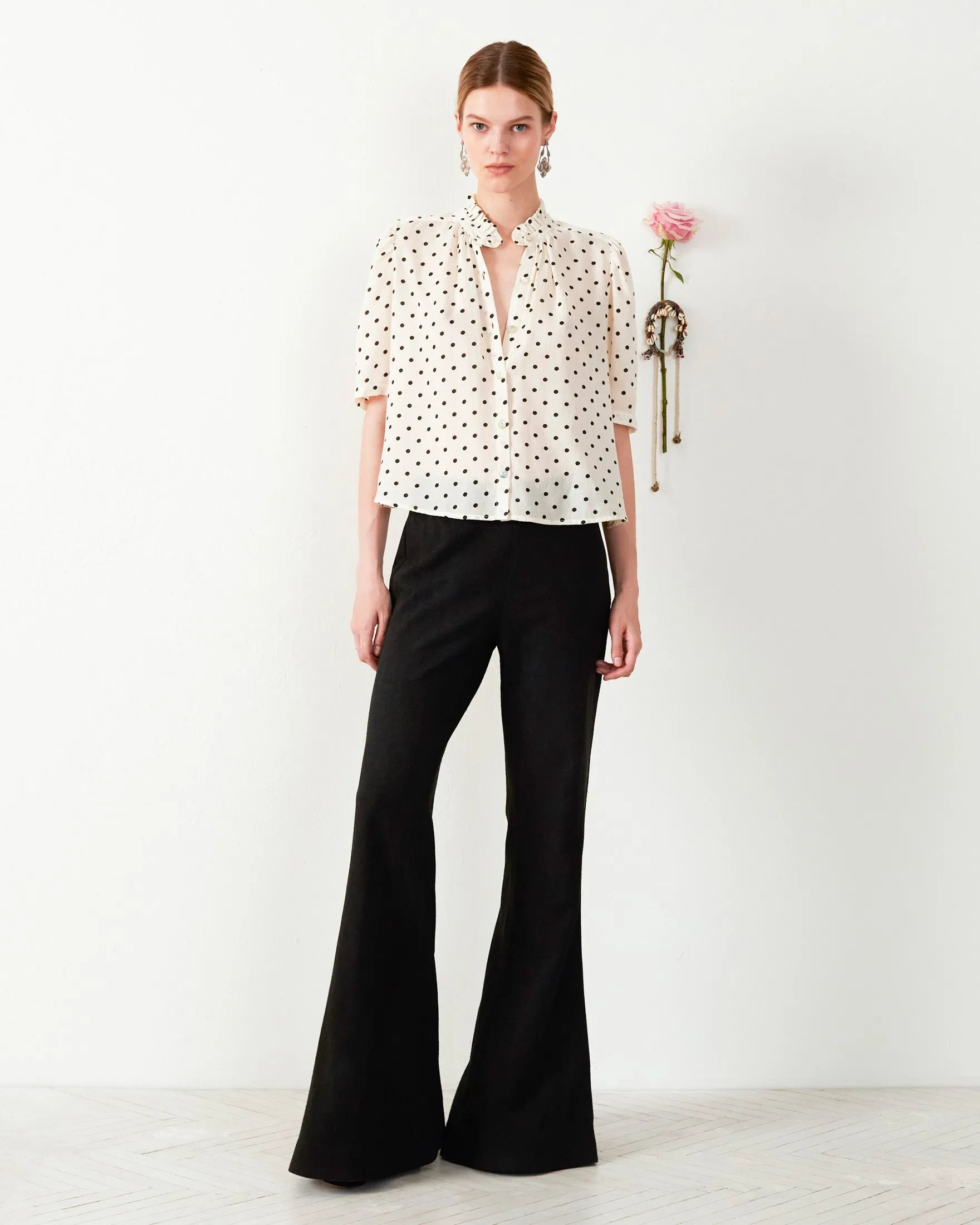 Farah Onyx Silk Flare Pant