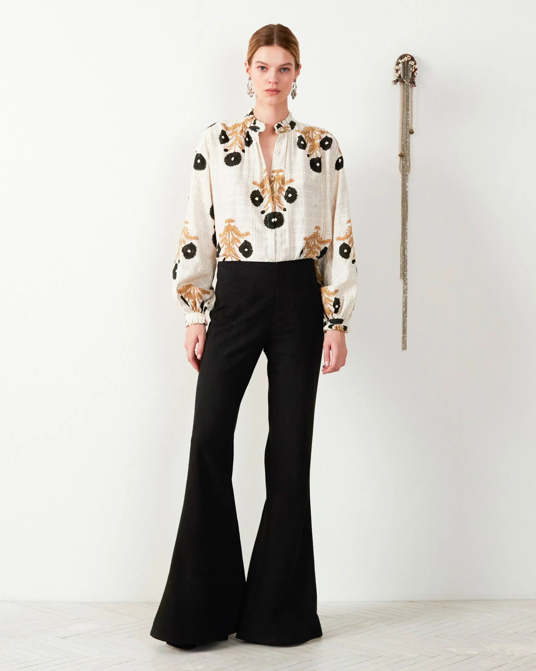 Farah Onyx Silk Flare Pant