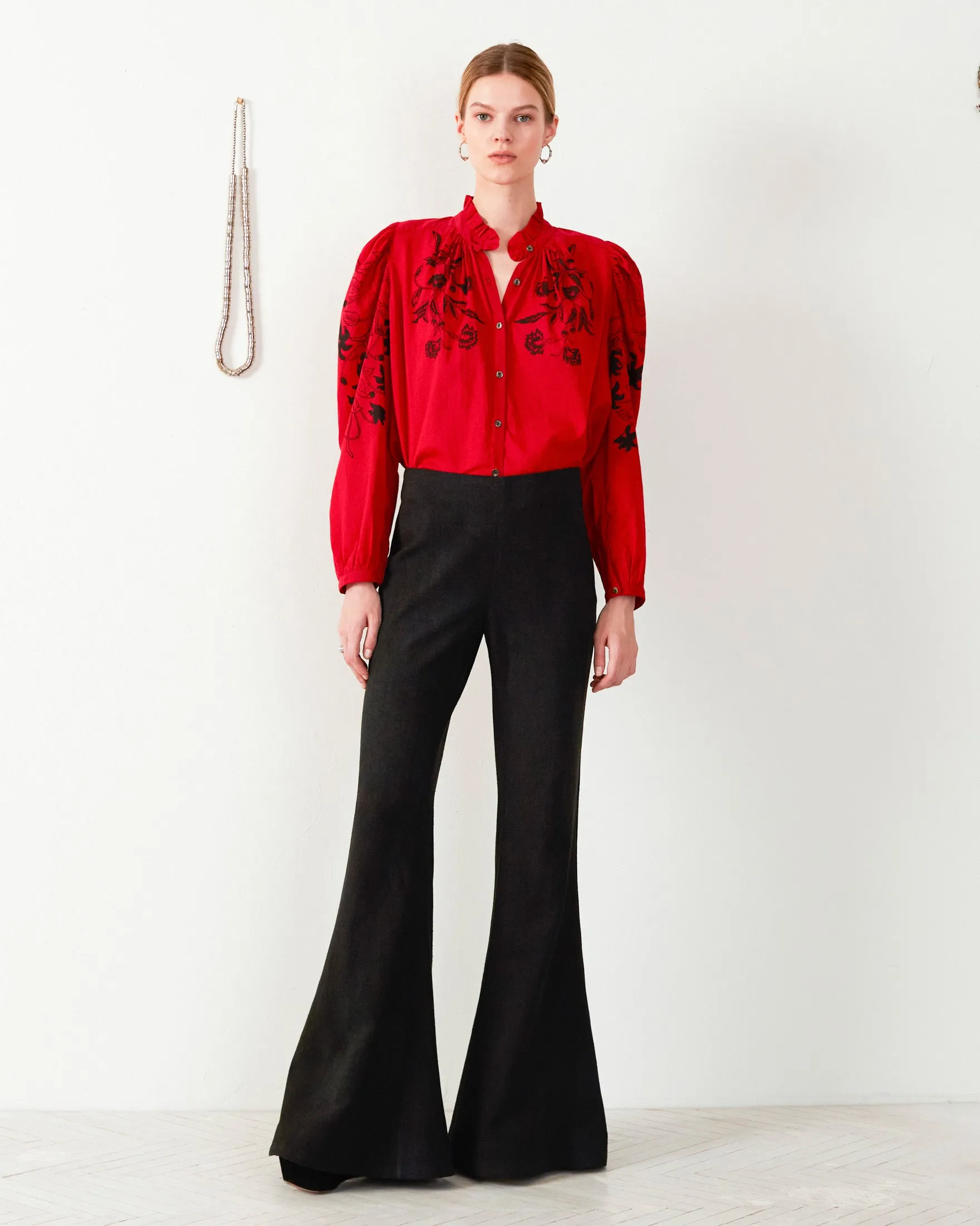 Farah Onyx Silk Flare Pant