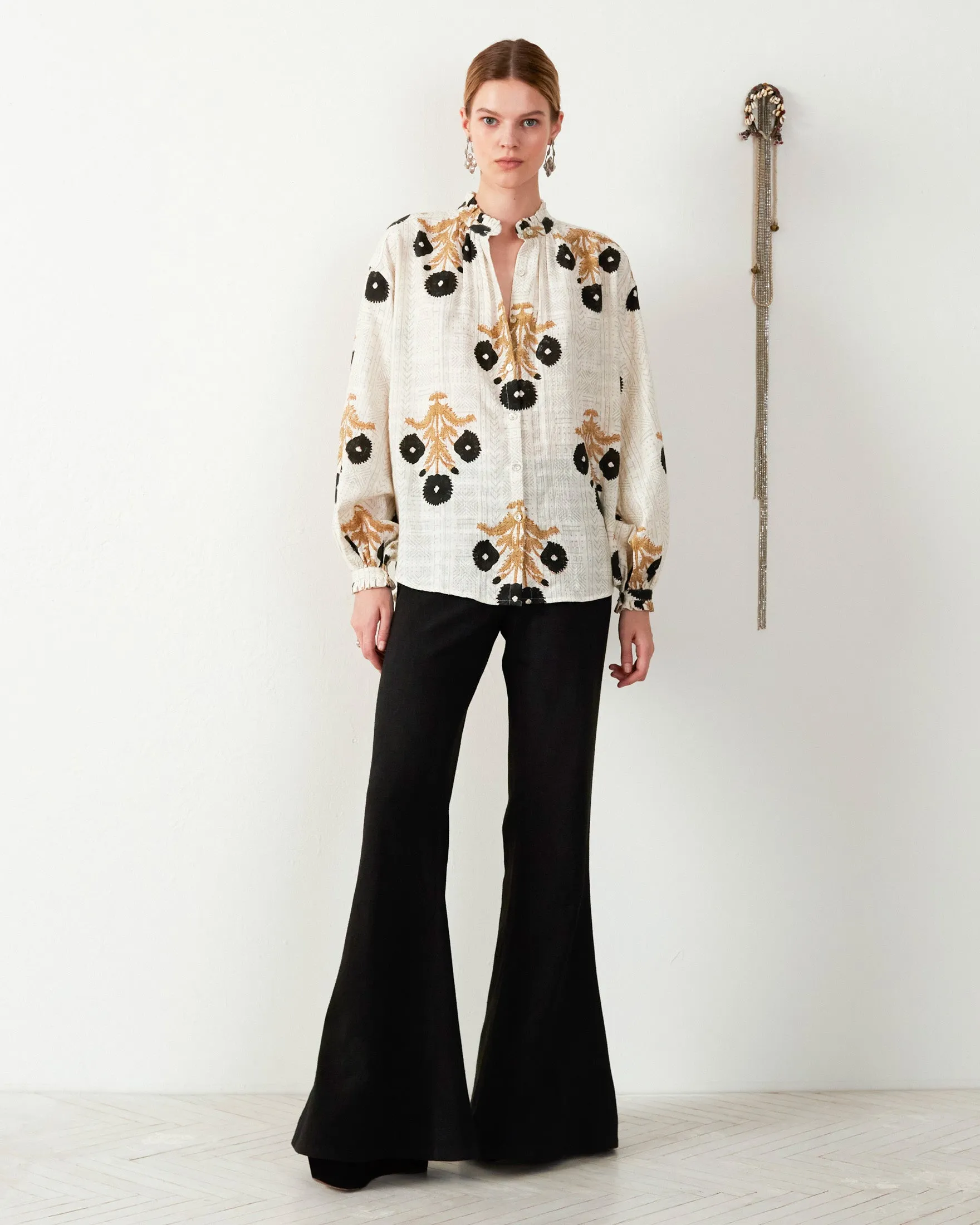 Farah Onyx Silk Flare Pant
