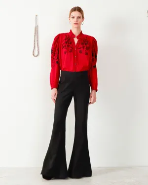 Farah Onyx Silk Flare Pant