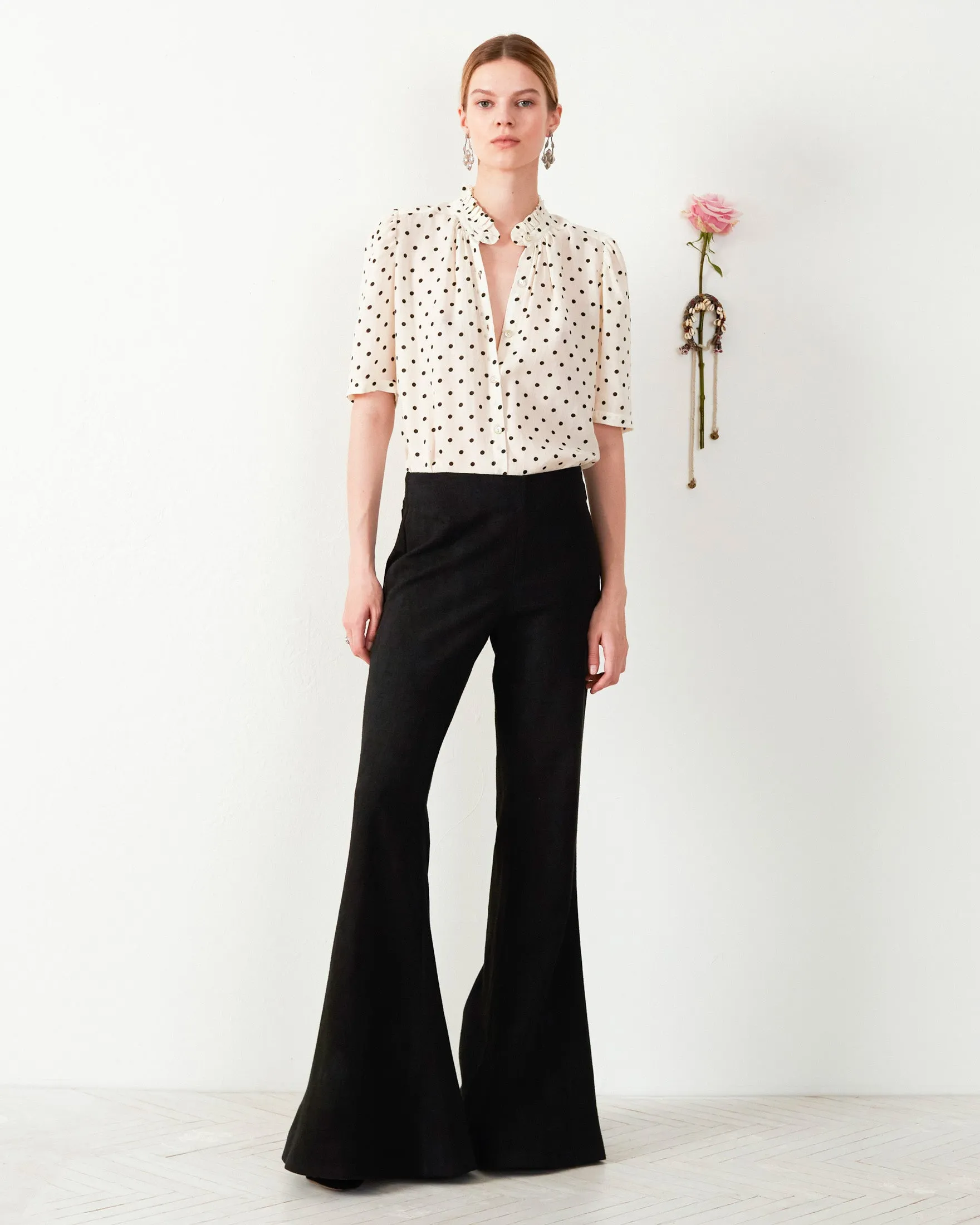Farah Onyx Silk Flare Pant