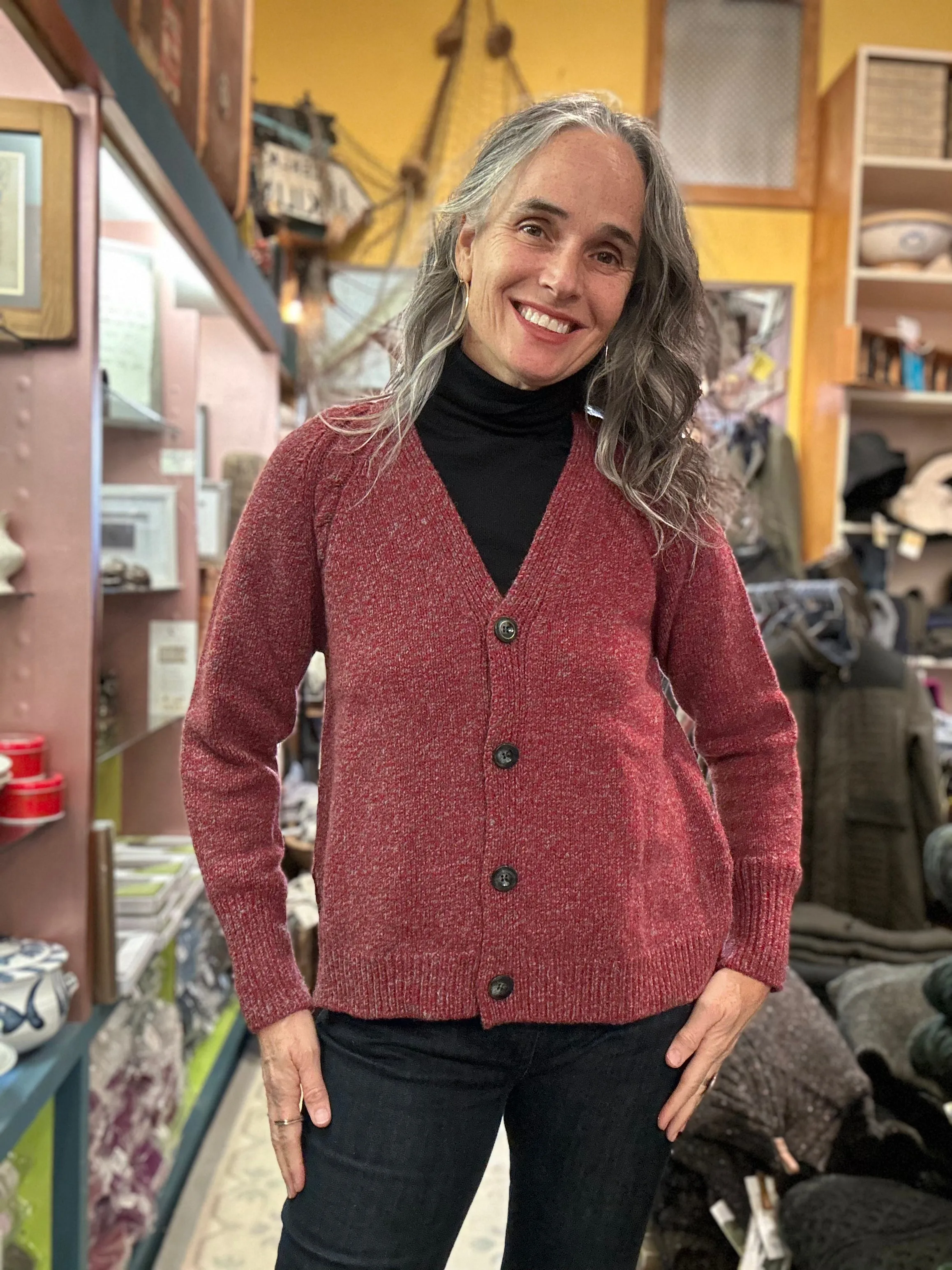 Fisherman out of Ireland V Neck Cardigan with Cable Detail