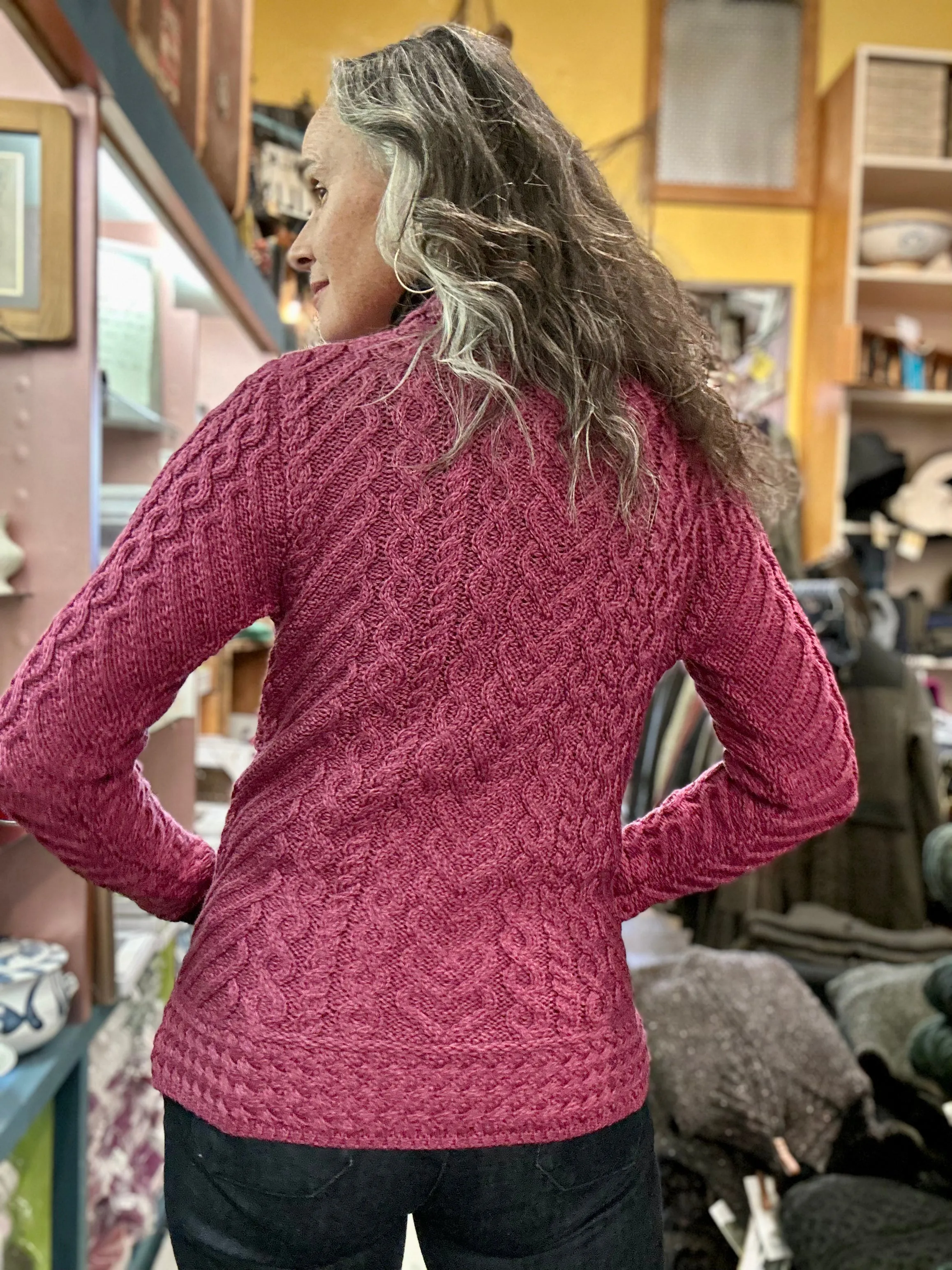 Fisherman out of Ireland V Neck Cardigan with Cable Detail