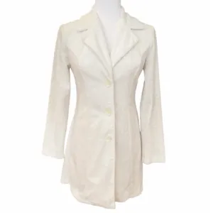 Forever 21 Y2K Off-White Faux Fur Textured Longline Blazer – Juniors Small