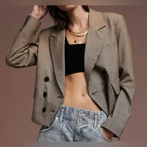 FREE PEOPLE blazer / cropped plaid Betty blazer / size M