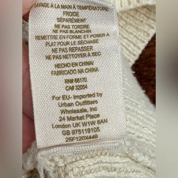 Free People Cream Open Knit Stretchy Soft Sweater, XS