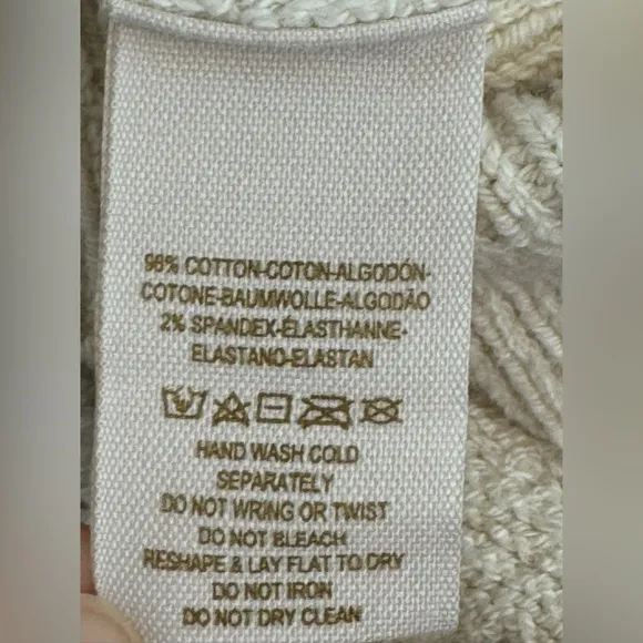 Free People Cream Open Knit Stretchy Soft Sweater, XS