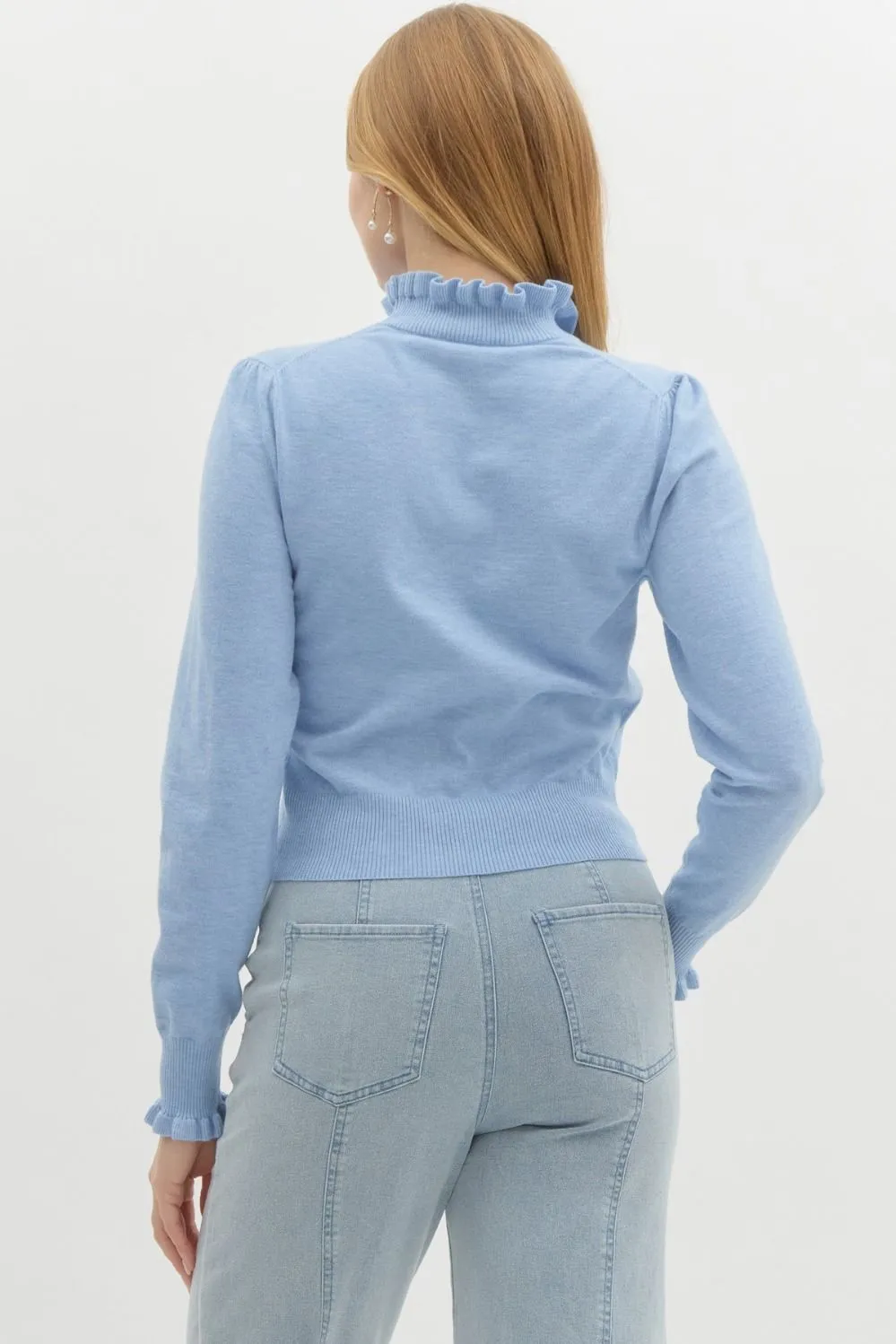 Frill Edged Sweater {Light Blue}