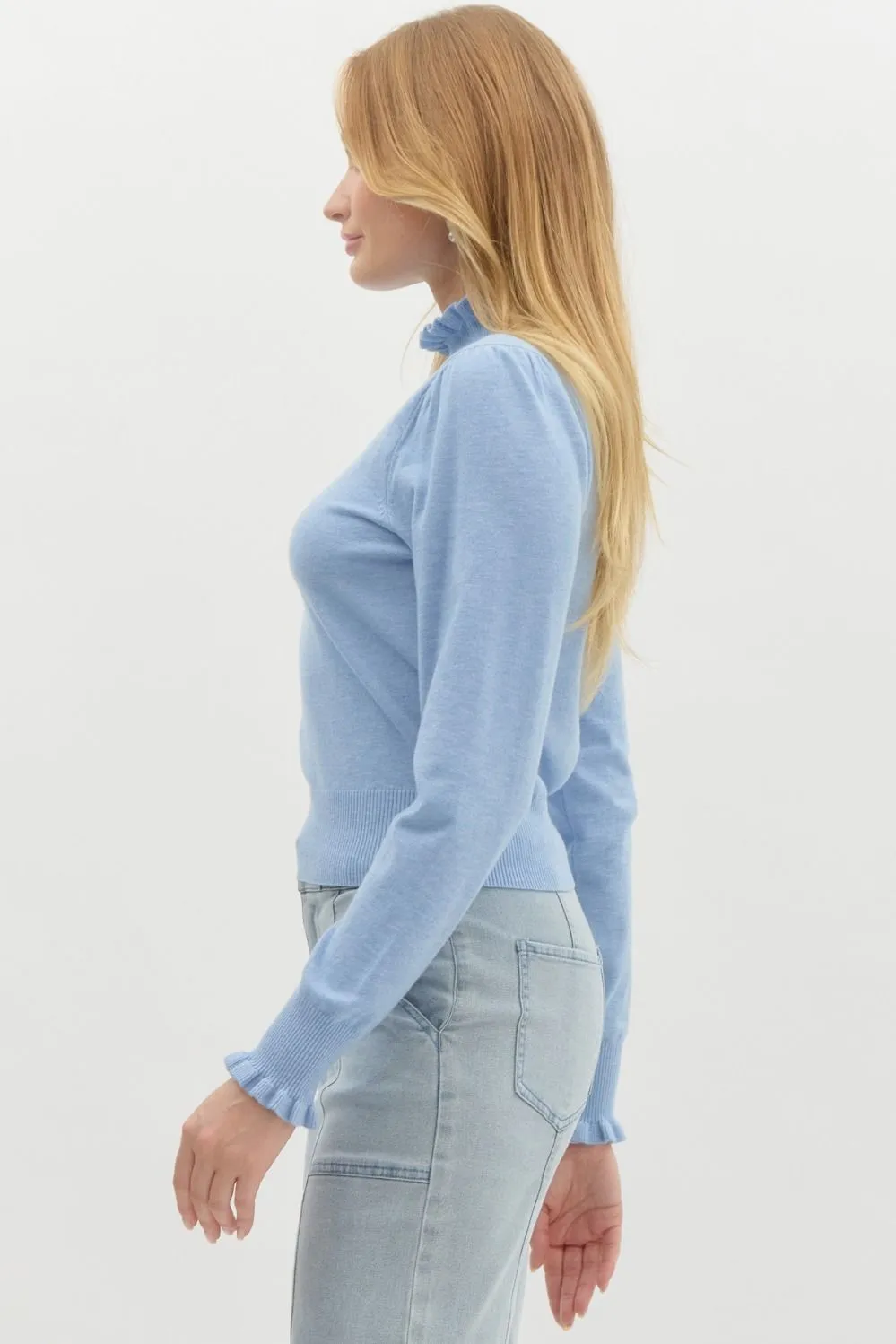 Frill Edged Sweater {Light Blue}