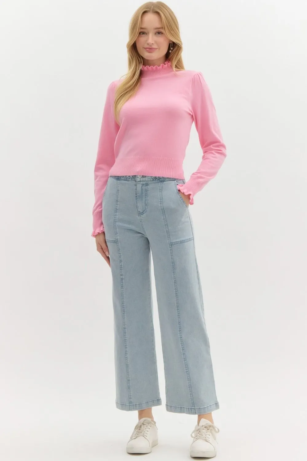 Frill Edged Sweater {Pink}