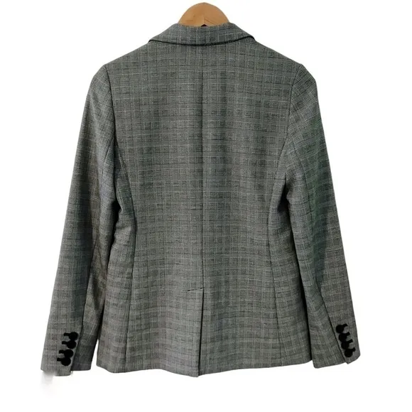 GAP Black Single Button Classic Fit Blazer in Glen Plaid