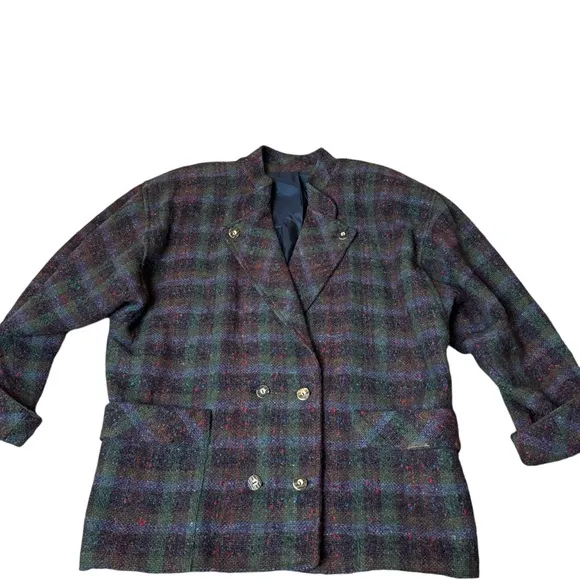 GEIGER Plaid Tyrol Wool Blazer Coat Size 40 (US10) Double Breasted Multicolored