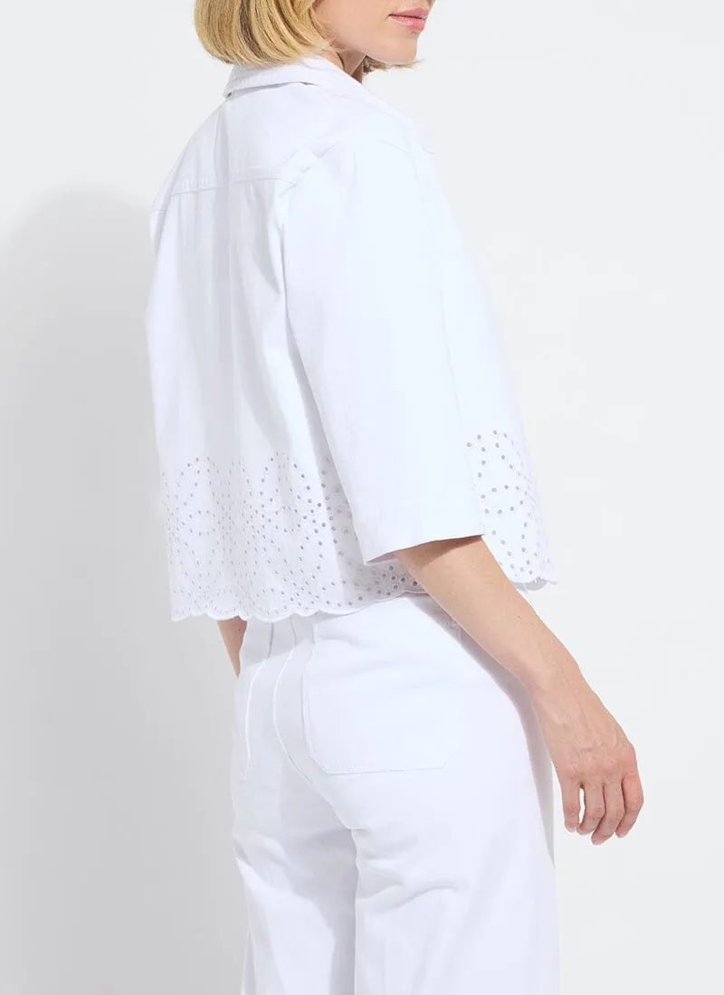 Gem Eyelet Embroidered Denim Jacket